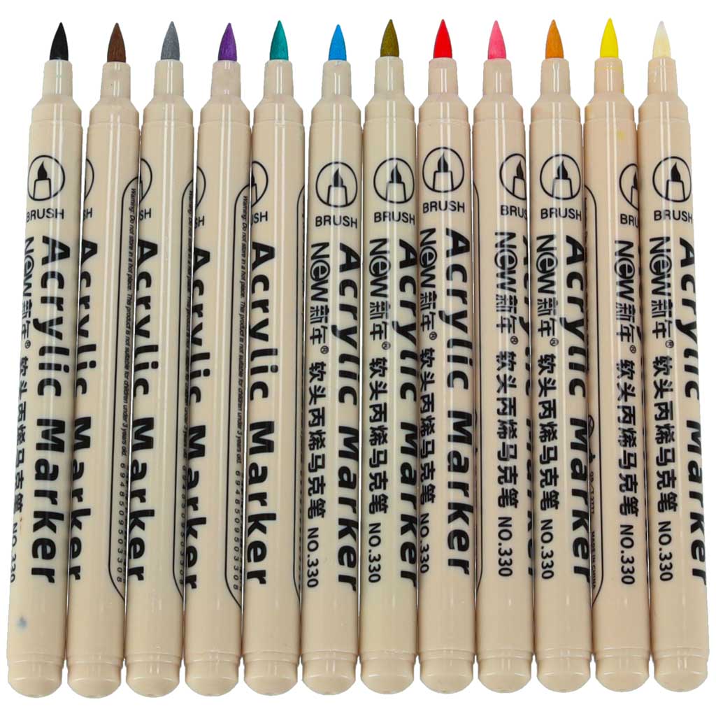 IKONKA Acryl-Stoffmarker Stein Marker Stifte DIY wasserdichte Marker 12 Stück – Produktabbildung 2