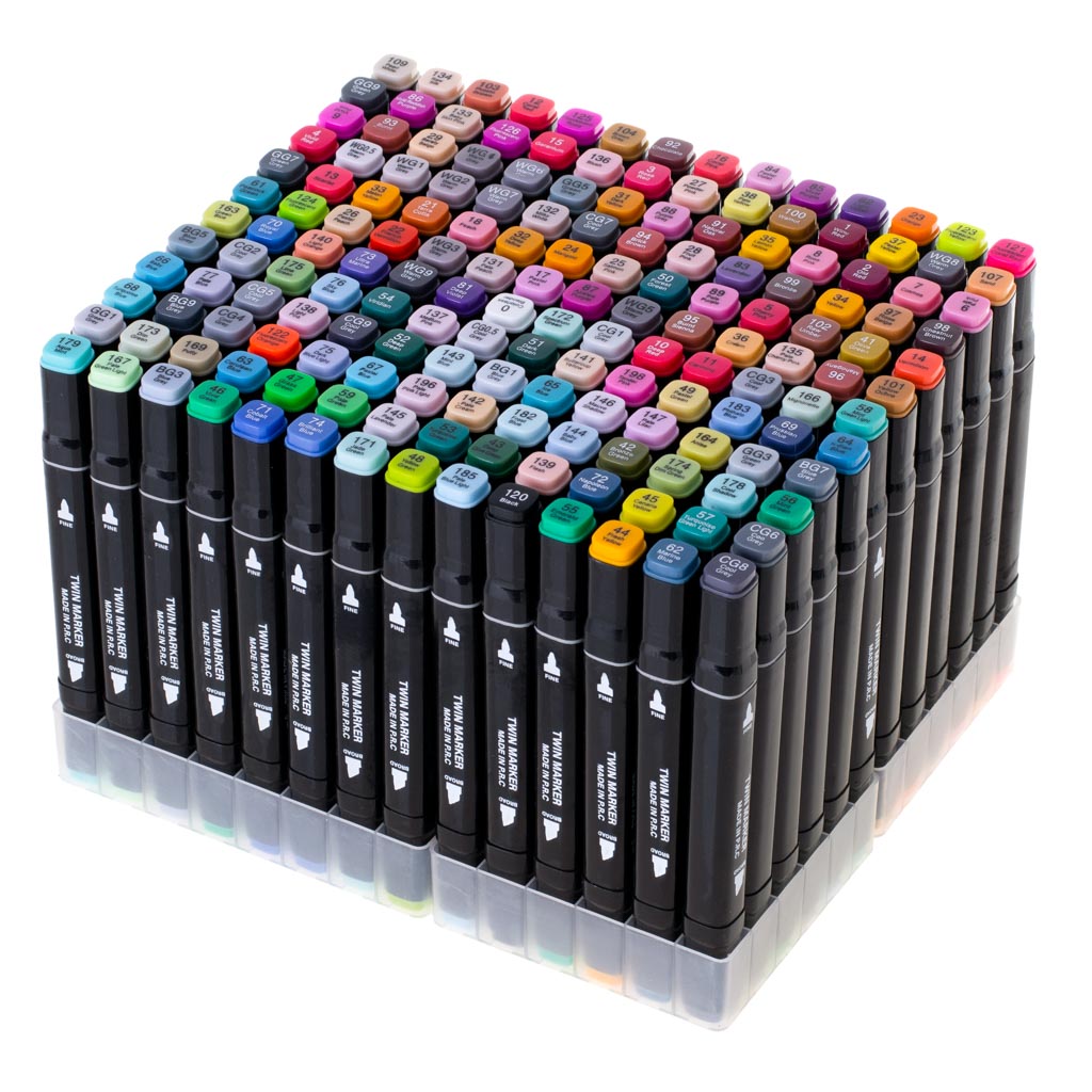 IKONKA Doppelseitige Alkoholmarker im Etui 168 + Ständer – Produktabbildung 2