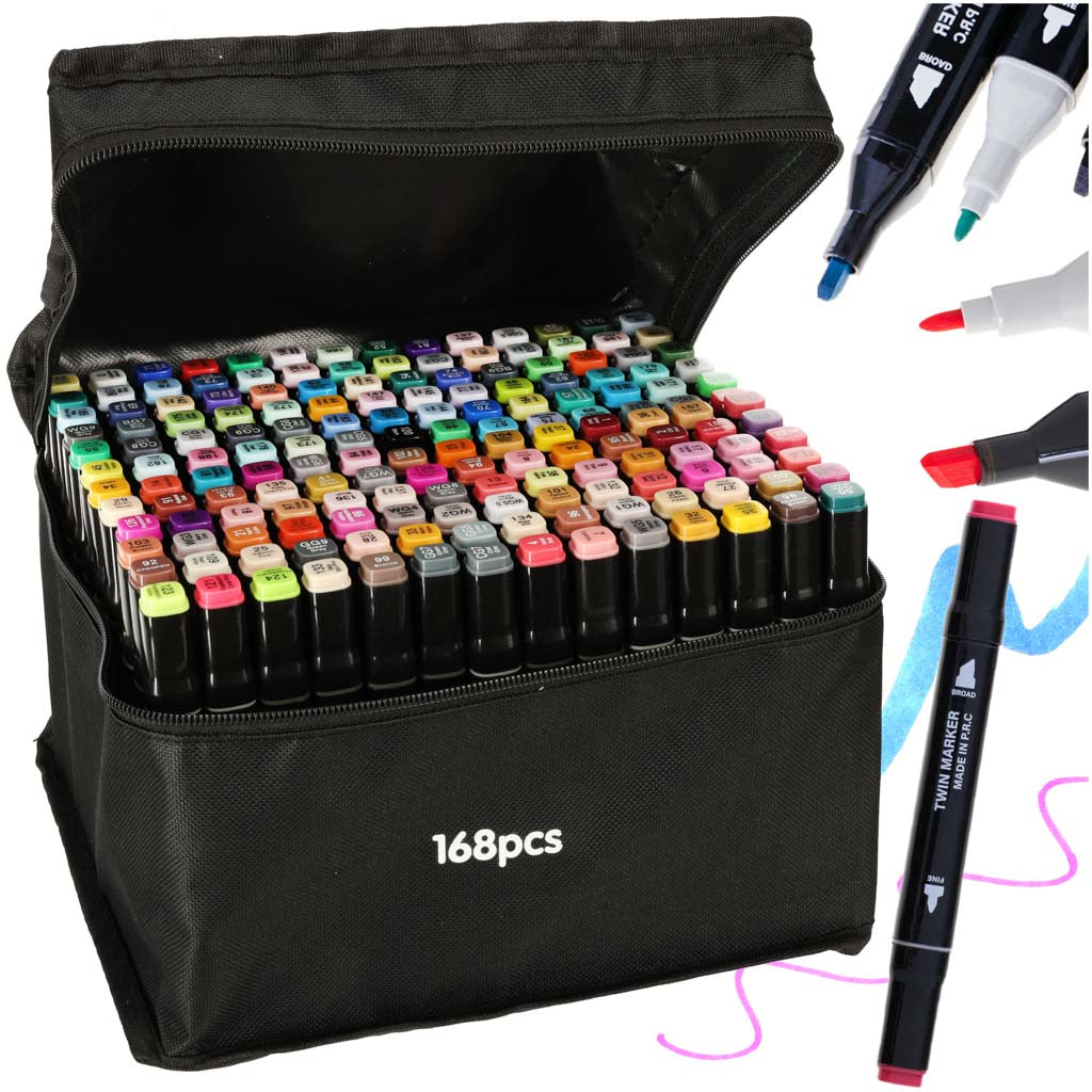 IKONKA Doppelseitige Alkoholmarker im Etui 168 + Ständer – Produktabbildung 10