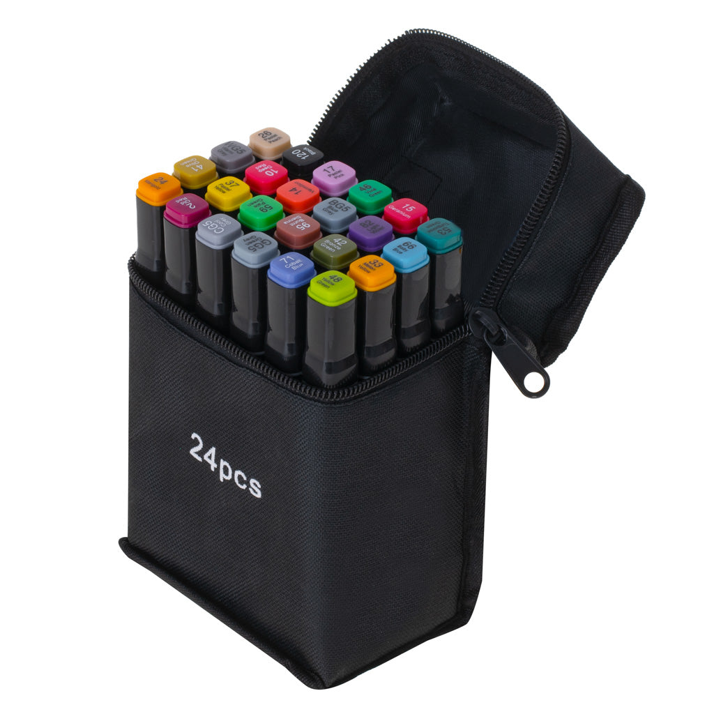 IKONKA Doppelseitige Alkoholmarker im Etui 24 + Ständer