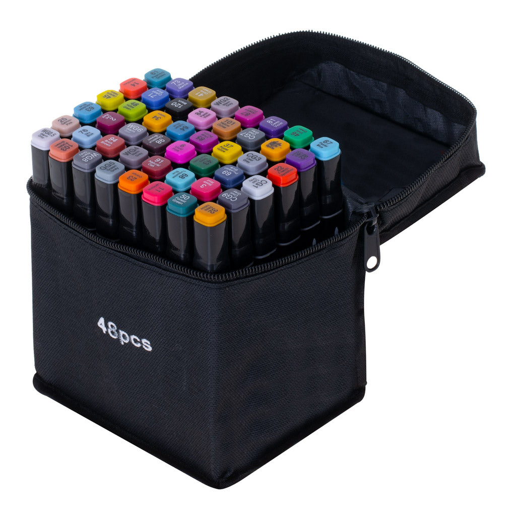 IKONKA Doppelseitige Alkoholmarker im Etui 48 + Ständer
