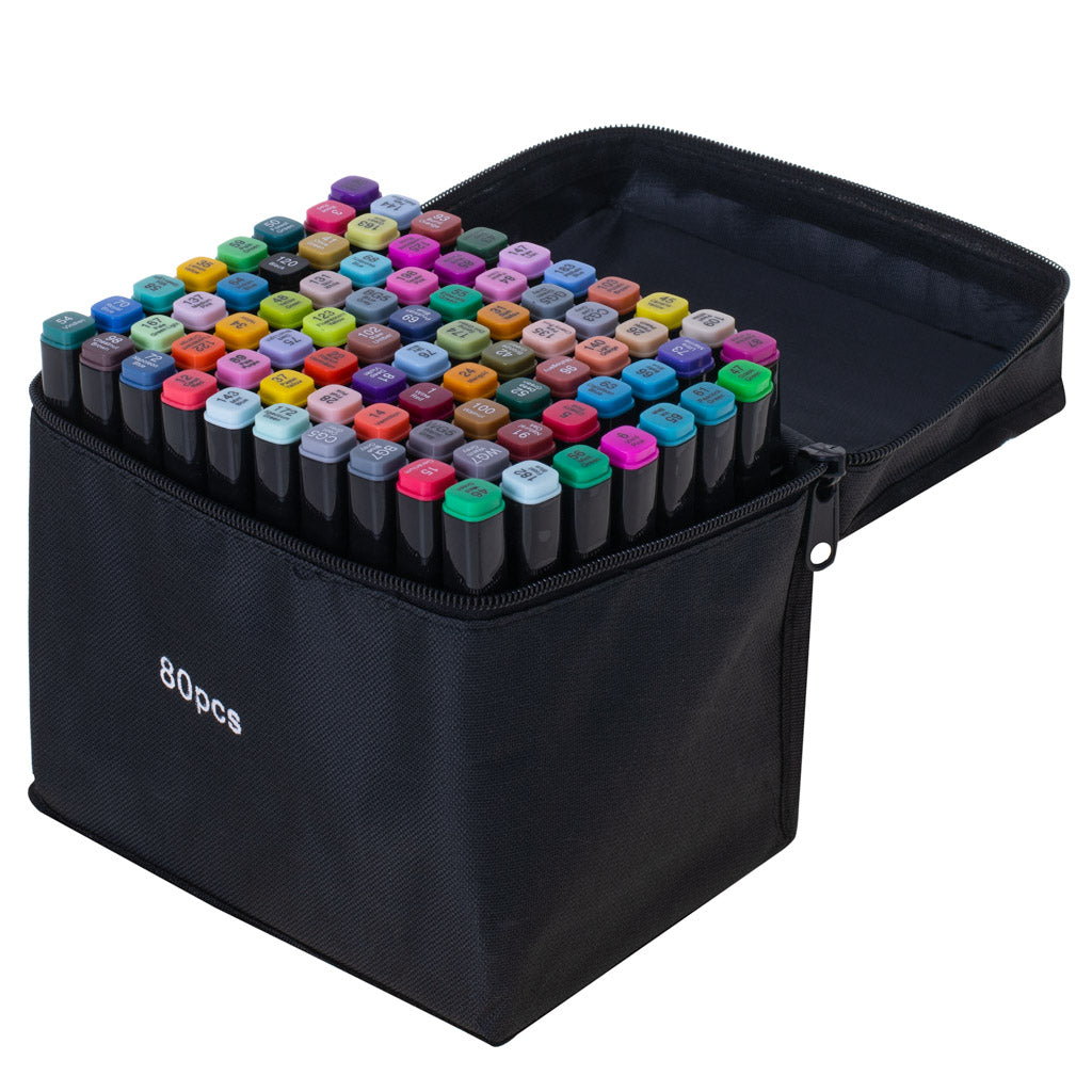 IKONKA Doppelseitige Alkoholmarker im Etui 80 + Ständer