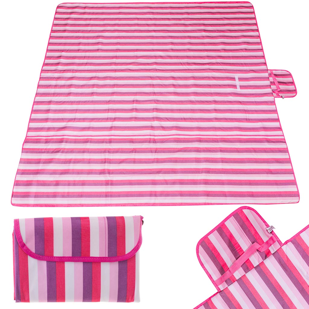 IKONKA Strandmatte Strand Picknickdecke 200x200cm rosa
