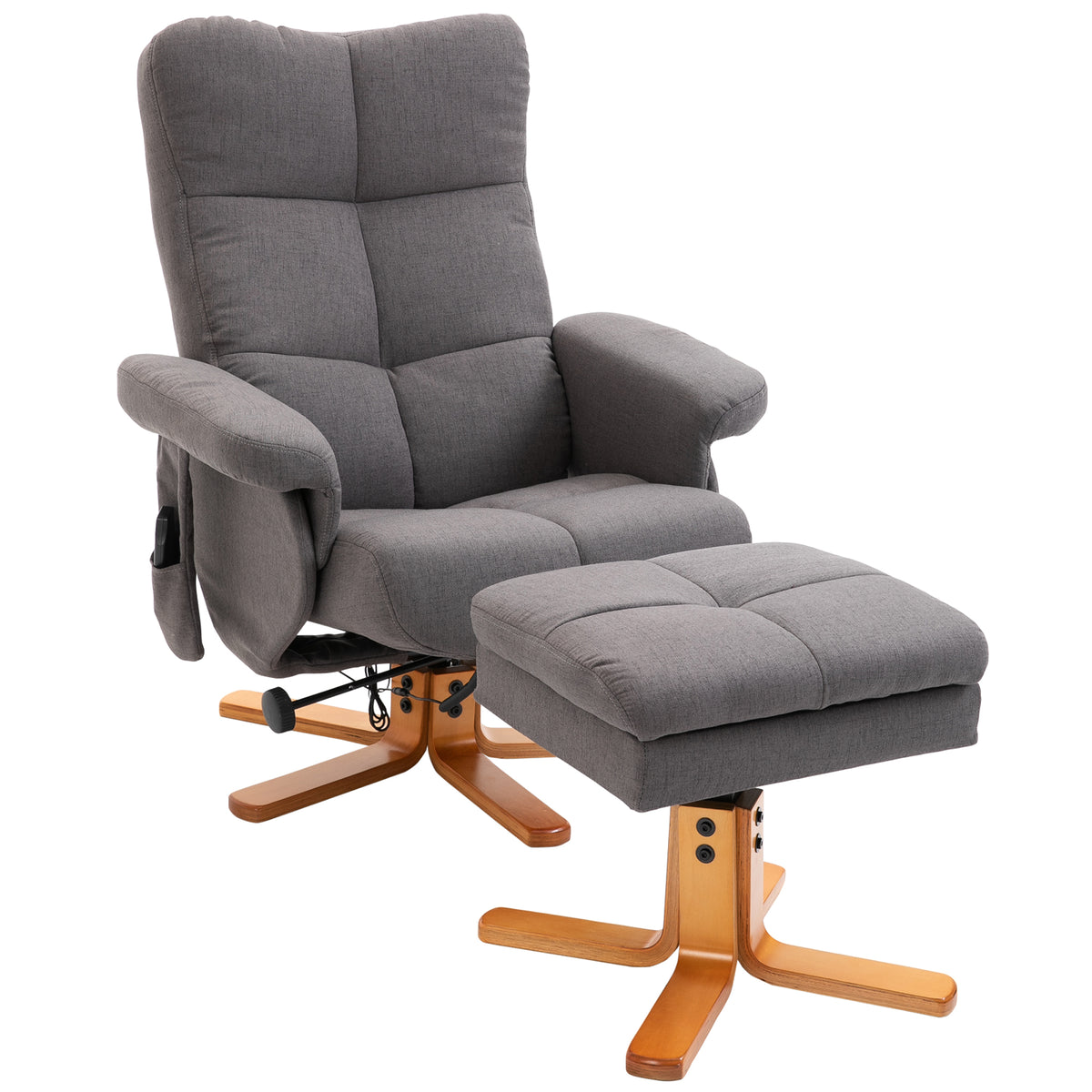 HOMCOM Relaxsessel mit Fußhocker, Stauraum, Elektrischer Massagesessel mit Liegefunktion, Drehbarer