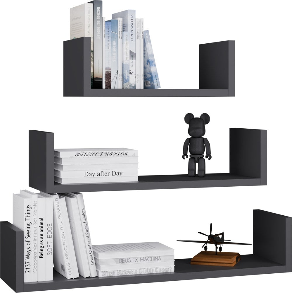 Wandregal MOBI 3P Set 3x – Moderne Wandregale ANTHRAZIT