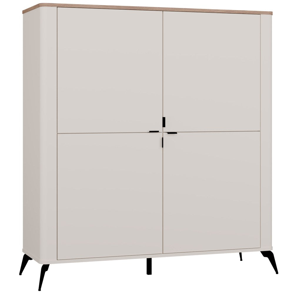 Kommode CORDOBA 4D Kaschmir Beige Eiche Castello Schrank 4 Türen 8 Regalböden Wohnzimmer