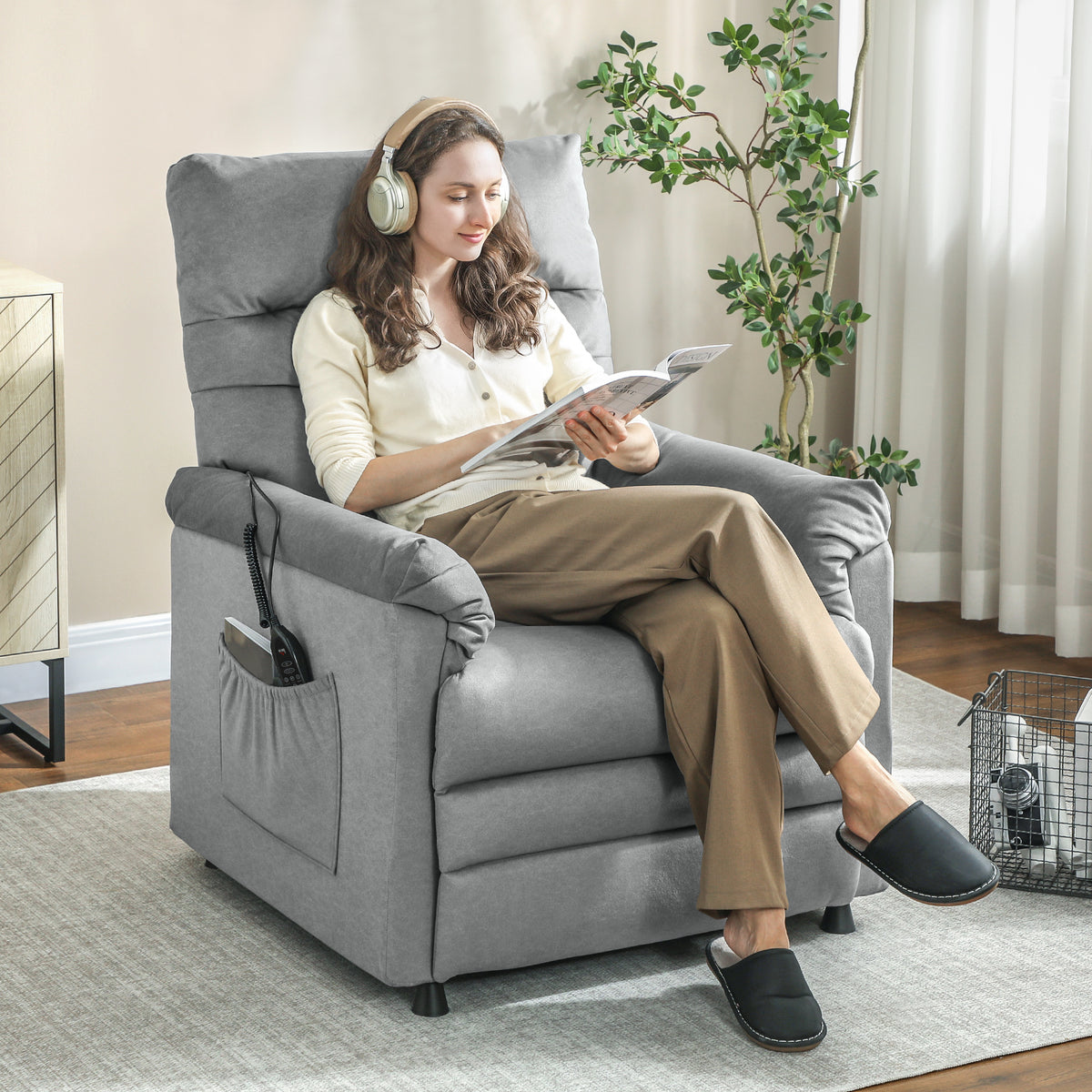HOMCOM Relaxsessel, Fernsehsessel mit Liegefunktion, Lendenheizung, 2 Fernbedienungen, USB-Anschluss – Produktabbildung 2