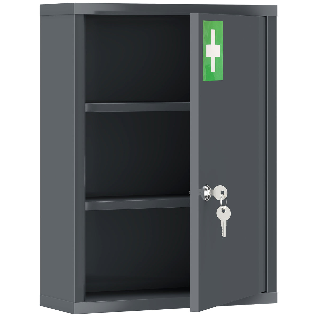 KleanKin Medizinschrank zur Wandmontage mit Schloss, 3-stufiger Stahl-Wandschrank, 40 x 15 x 53,5 cm
