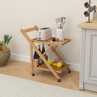 HOMCOM Küchenwagen auf Rädern, Servierwagen mit 3 Weinregalen, 2 Tabletts, für Küche, Esszimmer – Produktabbildung 9