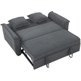 HOMCOM Futon-Schlafsofa, verstellbare Rückenlehne, 2-Sitzer mit 2 Kissen, Dunkelgrau