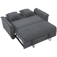 HOMCOM Futon-Schlafsofa, verstellbare Rückenlehne, 2-Sitzer mit 2 Kissen, Dunkelgrau