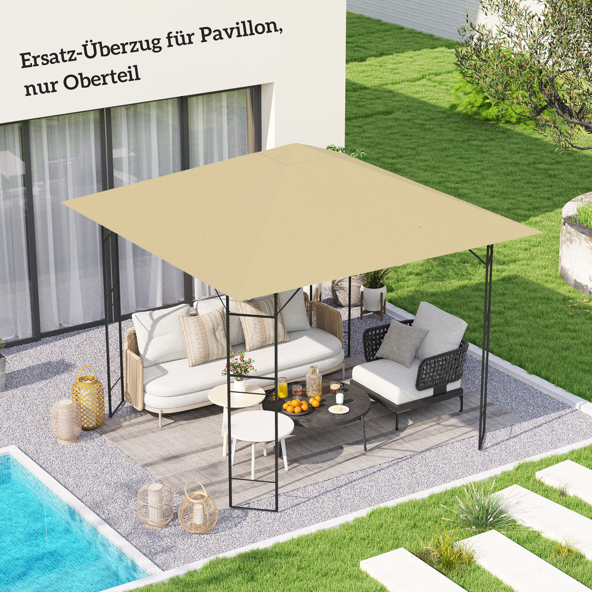 Outsunny Ersatzdach für Pavillon 3 x 3 m wasserabweisend Pavillondach UPF30+ Ersatzbezug Oxford-Stoff – Produktabbildung 2