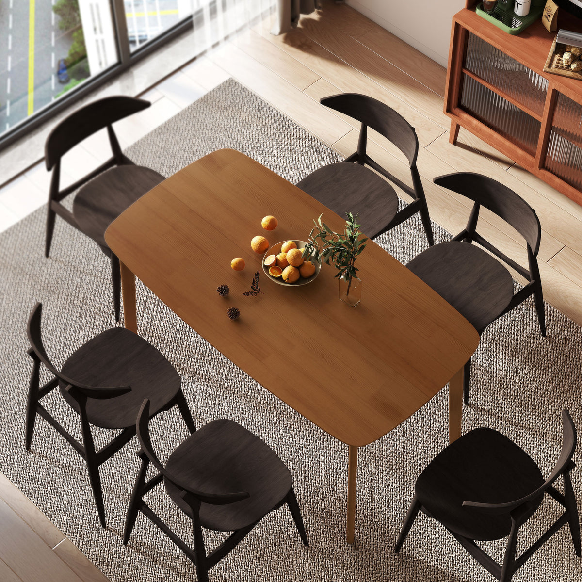 HOMCOM Esstisch, Landhausstil, lackierte Oberfläche, Holz, 150 x 80 cm, Braun – Produktabbildung 2