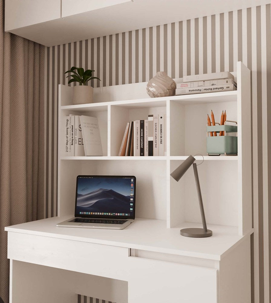 Schreibtischaufsatz 100 cm WEISS Regal für Bücher Dokumente – Produktabbildung 7