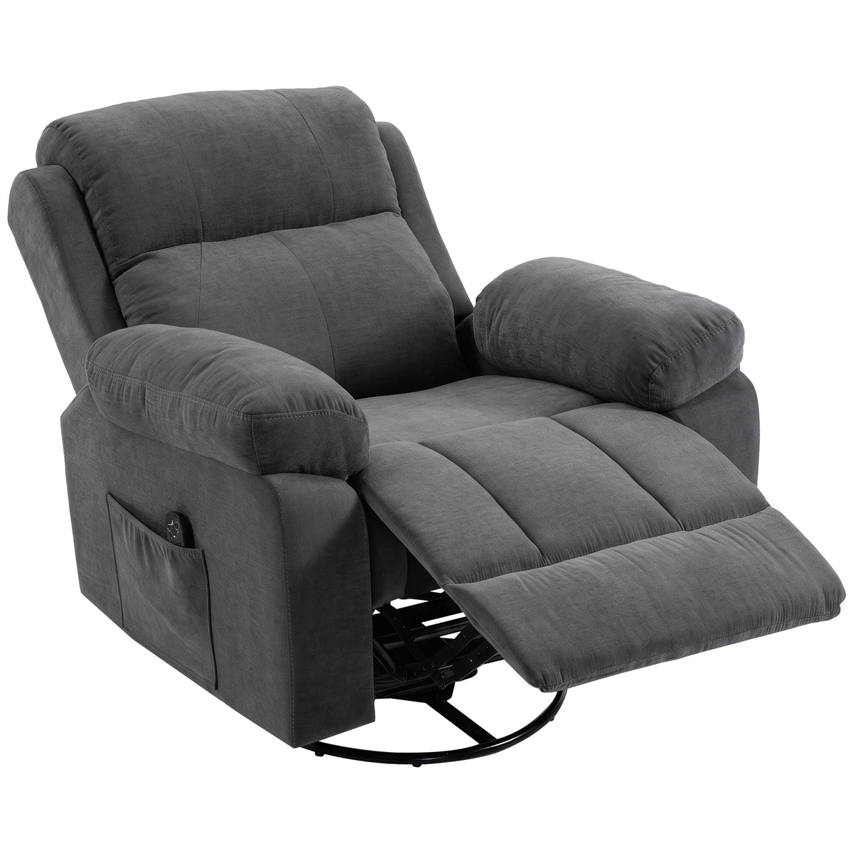 HOMCOM Relaxsessel Fernsehsessel 360° Drehbarer Massagesessel mit Wärme, Massage, Chenille-Optik, Dunkelgrau