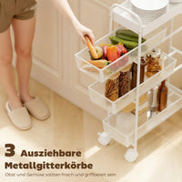 HOMCOM Küchenwagen aus Metall, 3 Körbe, schmales Design, 4 Räder, für Küche, Wohnzimmer, Badezimmer – Produktabbildung 4