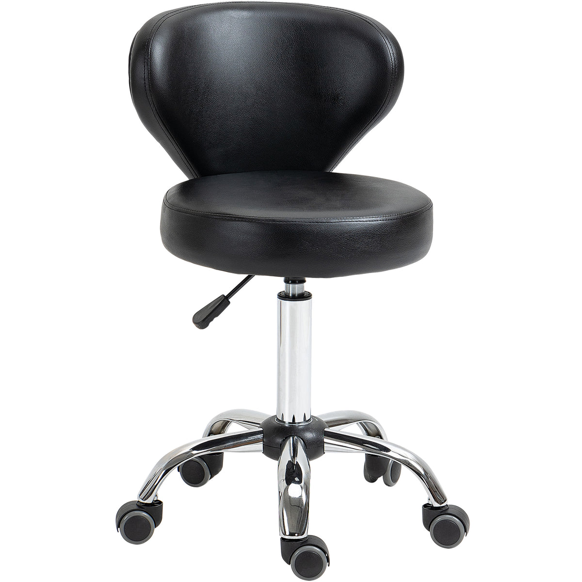 HOMCOM Salonhocker in Lederoptik, höhenverstellbar, bis 120 kg, Stahlgestell, Schwarz