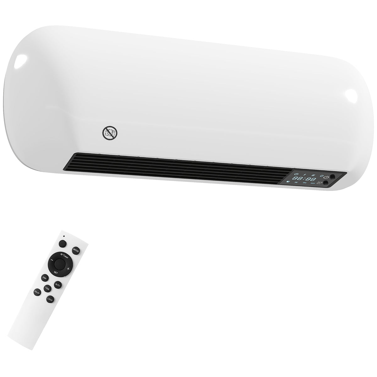 HOMCOM Wand Heizlüfter 2000W Keramik Wandheizgerät mit Ventilator, 2 Leistungsstufen, LED-Display