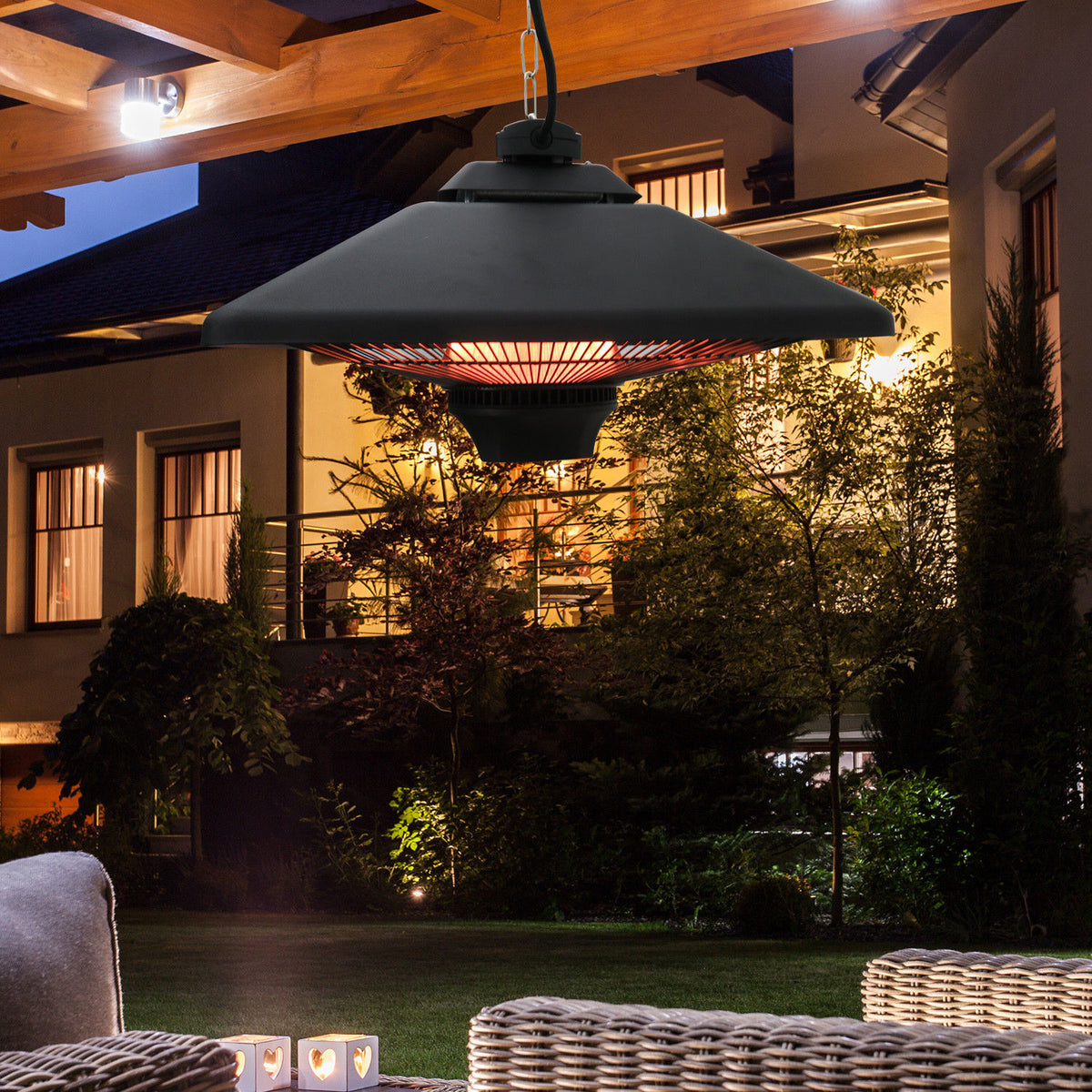 Outsunny Infrarotstrahler 2000 Watt Heizstrahler mit Fernbedienung 2 Heizstufen Schutzhülle LED-Anzeige – Produktabbildung 2