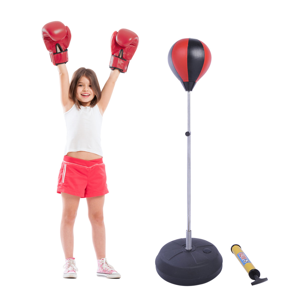HOMCOM Punchingball Set Standbox Training Set 125/131/138/145cm höhenverstellbar mit 1 paar Handschuhe 1 – Produktabbildung 2