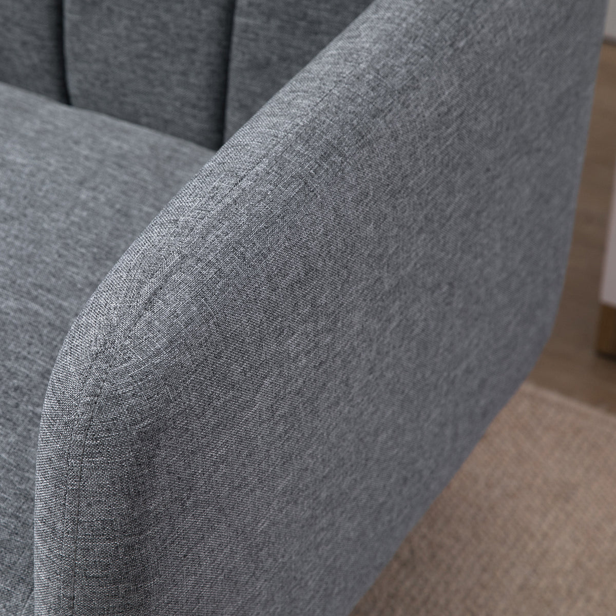 HOMCOM Schlafsofa, 2-Sitzer Stoffsofa, Sofa mit Schlaffunktion, leinenartiges Polyester, Kautschukholz – Produktabbildung 8