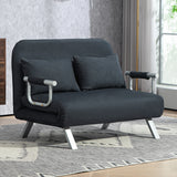 HOMCOM Schlafsofa, 5-fach verstellbar, Wildlederimitat, Stahlrahmen, inkl. Kissen, Schwarz – Produktabbildung 2