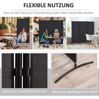 HOMCOM Raumteiler, 3-teiliger Sichtschutz, Raumtrenner mit Metallrahmen, Schwarz – Produktabbildung 6