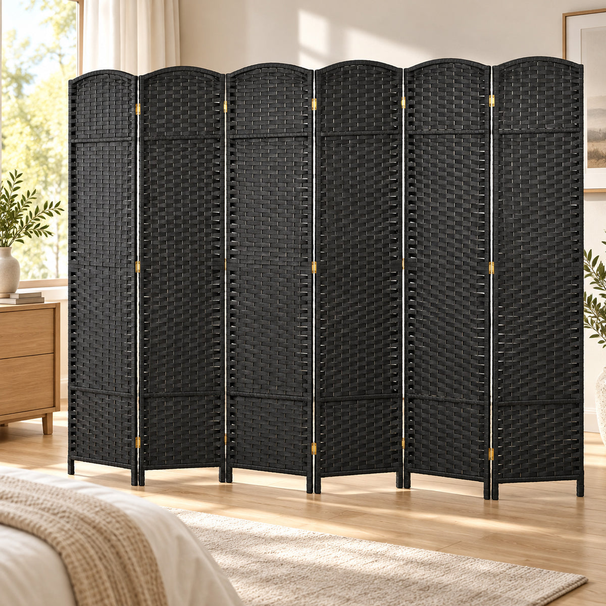 HOMCOM 6-teiliger Raumtrenner, Faltbarer Sichtschutz, Sichtschutzwand für Wohnzimmer, Schlafzimmer – Produktabbildung 8