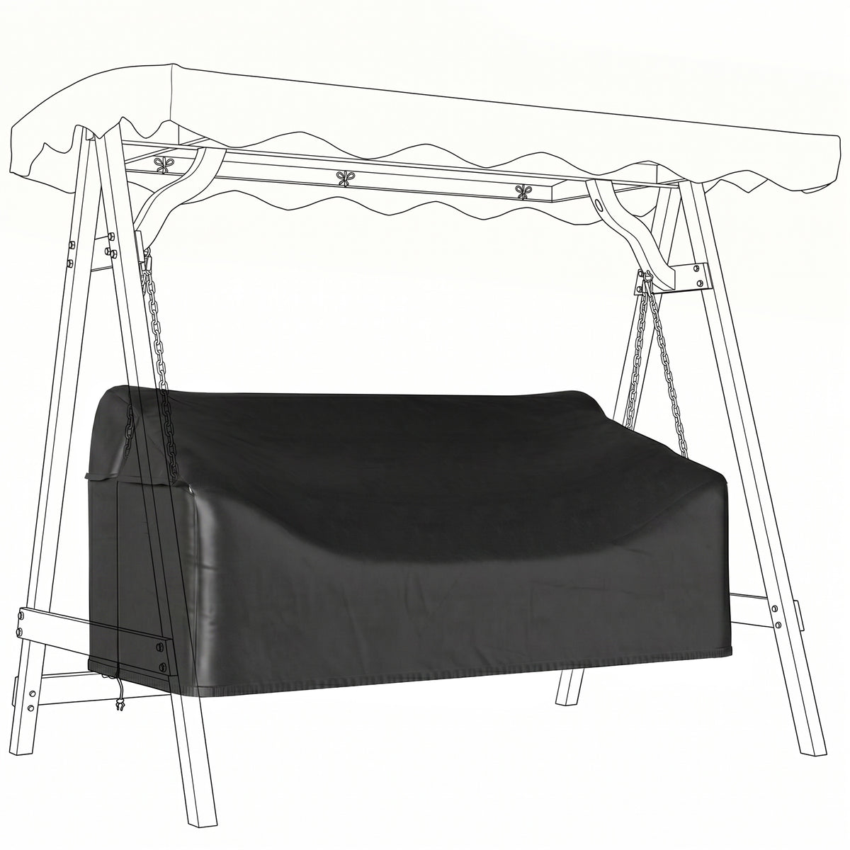 Outsunny 3-Sitzer Gartenschaukel-Abdeckung, wasserdichte Schutzhülle, winddicht und UV-beständig, 420D