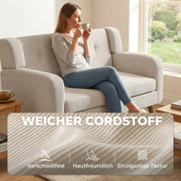 HOMCOM 2 Sitzer 118 cm Couch mit Cord-Optik, Knopfheftung Bequeme Modernes Polstersofa mit Holzbeinen – Produktabbildung 4
