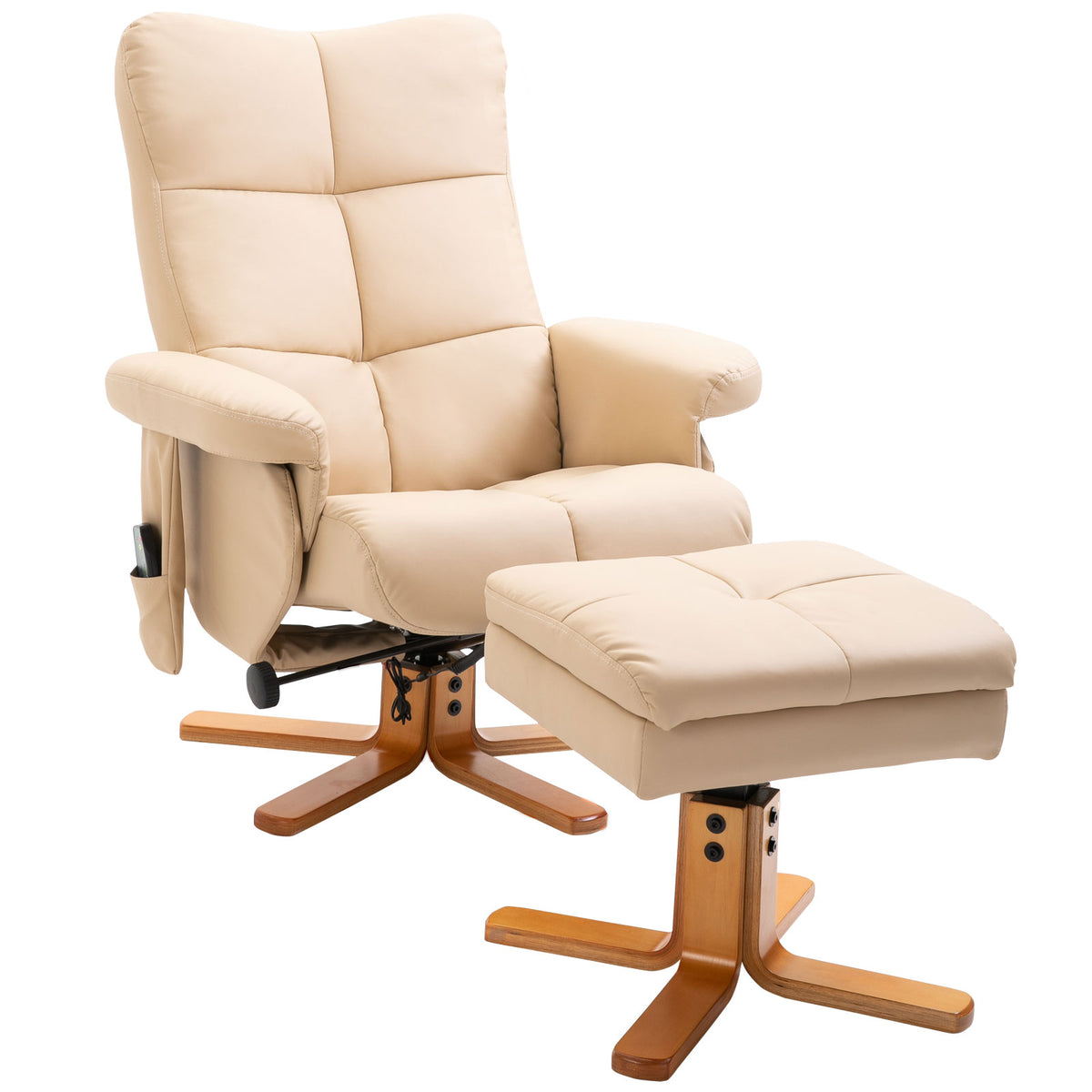 HOMCOM Relaxsessel Massagesessel mit Fußhocker Stauraum Liegefunktion Fernsehsessel mit Massagefunktion TV