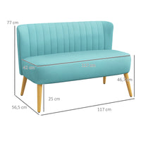 HOMCOM Sofa Retrodesign 2-Sitzer-Sofa, Holzbeine, 117 cm x 56,5 cm x 77 cm, Grün – Produktabbildung 3