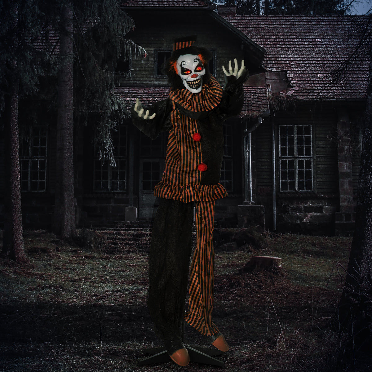 Outsunny Halloween-Dekoration Horror-Clown mit Spezialeffekten und Soundfunktion 100 cm x 18 cm x 153 cm – Produktabbildung 2