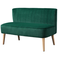 HOMCOM Sofa Retrodesign 2-Sitzer-Sofa, Holzbeine, 117 cm x 56,5 cm x 77 cm, Dunkelgrün – Produktabbildung 10