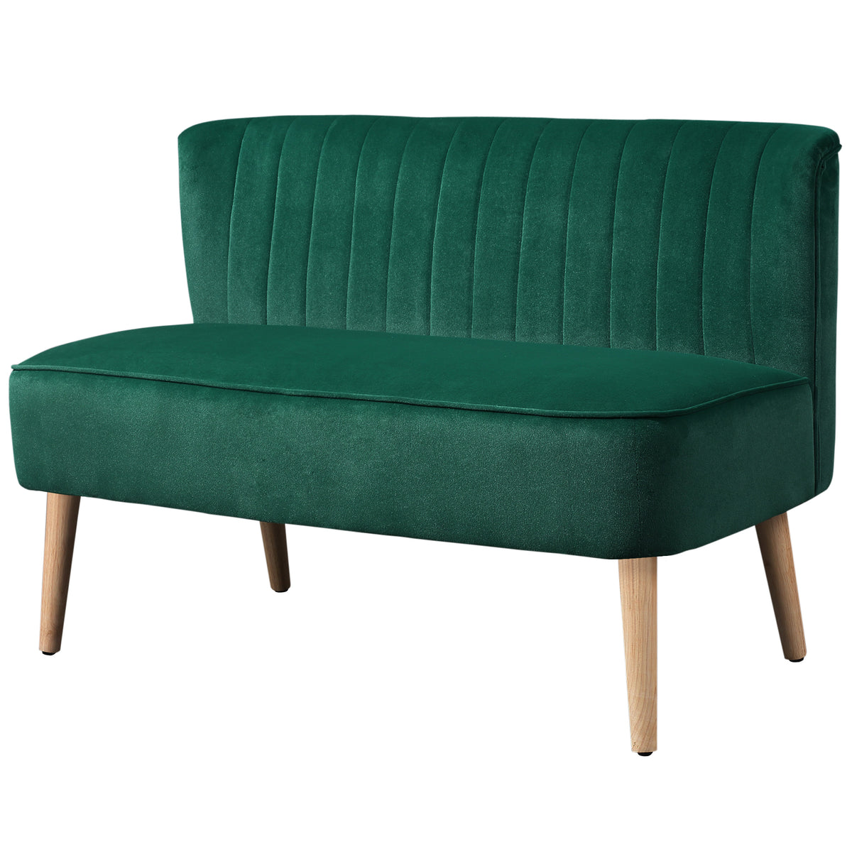 HOMCOM Sofa Retrodesign 2-Sitzer-Sofa, Holzbeine, 117 cm x 56,5 cm x 77 cm, Dunkelgrün – Produktabbildung 10
