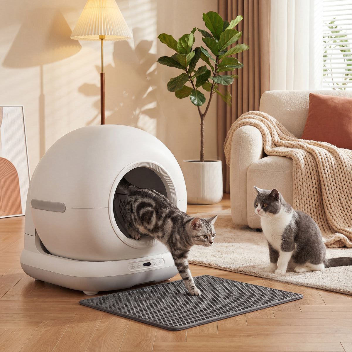 PawHut Selbstreinigende Katzentoilette, XL 72L Katzenklo Selbstreinigend mit HD-Kamera, App-Steuerung – Produktabbildung 2
