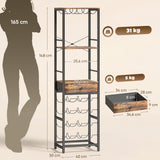HOMCOM Weinbar-Schrank mit Schublade, Industrieller Barschrank, Weinregal für 12 Flaschen, Glashalter – Produktabbildung 3