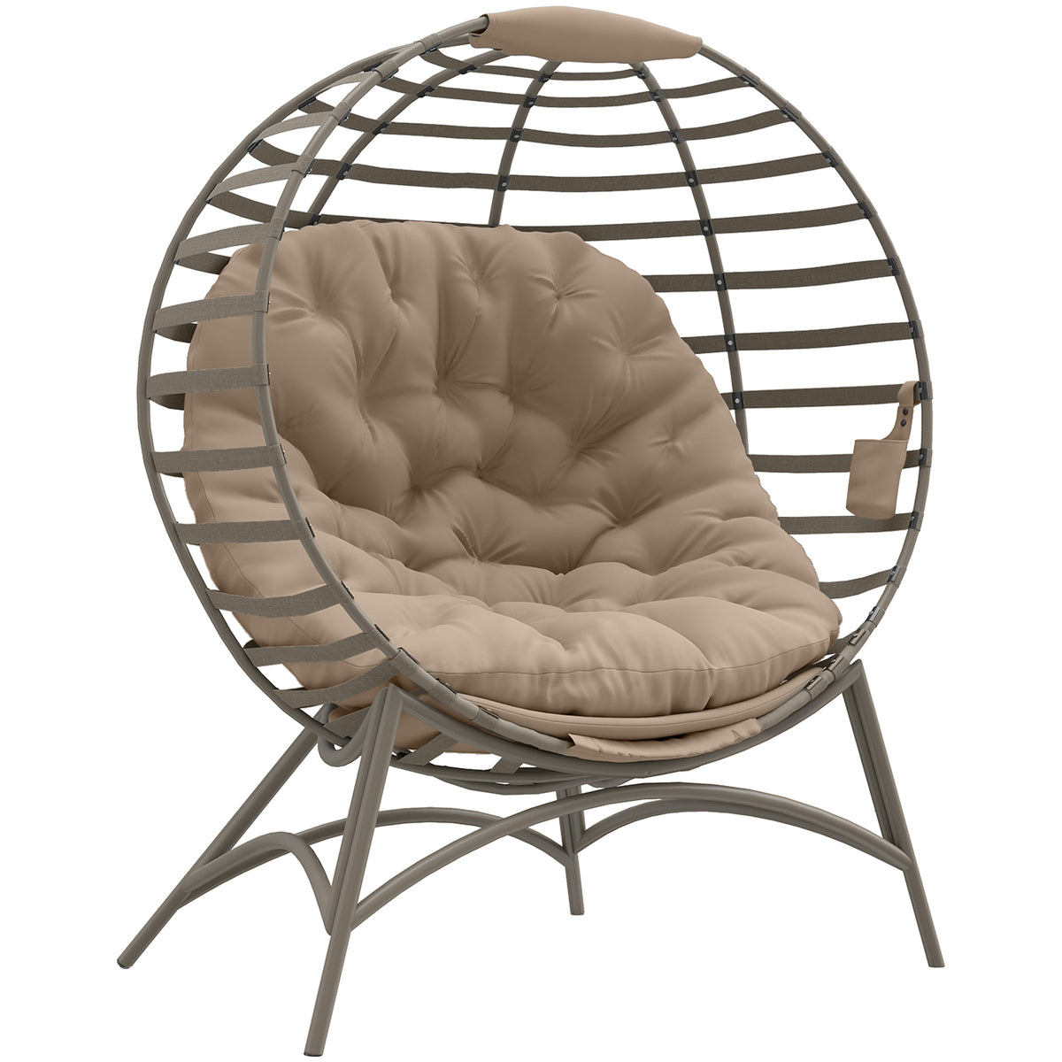 Outsunny Papasansessel Gartenstuhl 2Korb-Stuhl mit Kissen oval Loungesessel Korb faltbar Balkon Terrasse