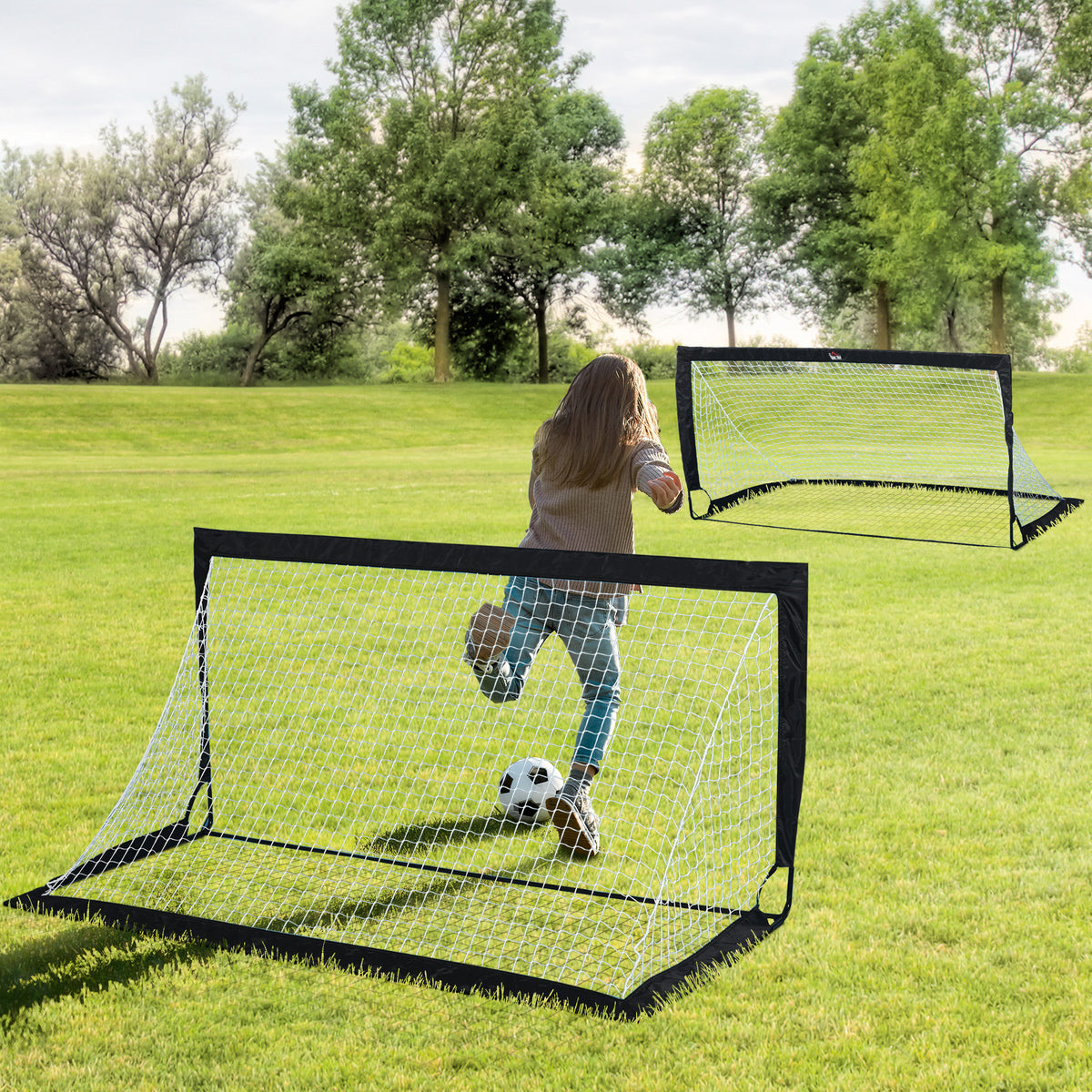 Fußballtor 2er Set faltbar 183 x 90 x 90 cm wetterfest mit Tragetasche Outdoor Fußball Tore für – Produktabbildung 2