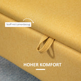 HOMCOM Sitzbank, Sitztruhe, Polsterbank, Leinenoptik, bis 150kg, 101x38,5x44,5 cm, Gelb – Produktabbildung 6