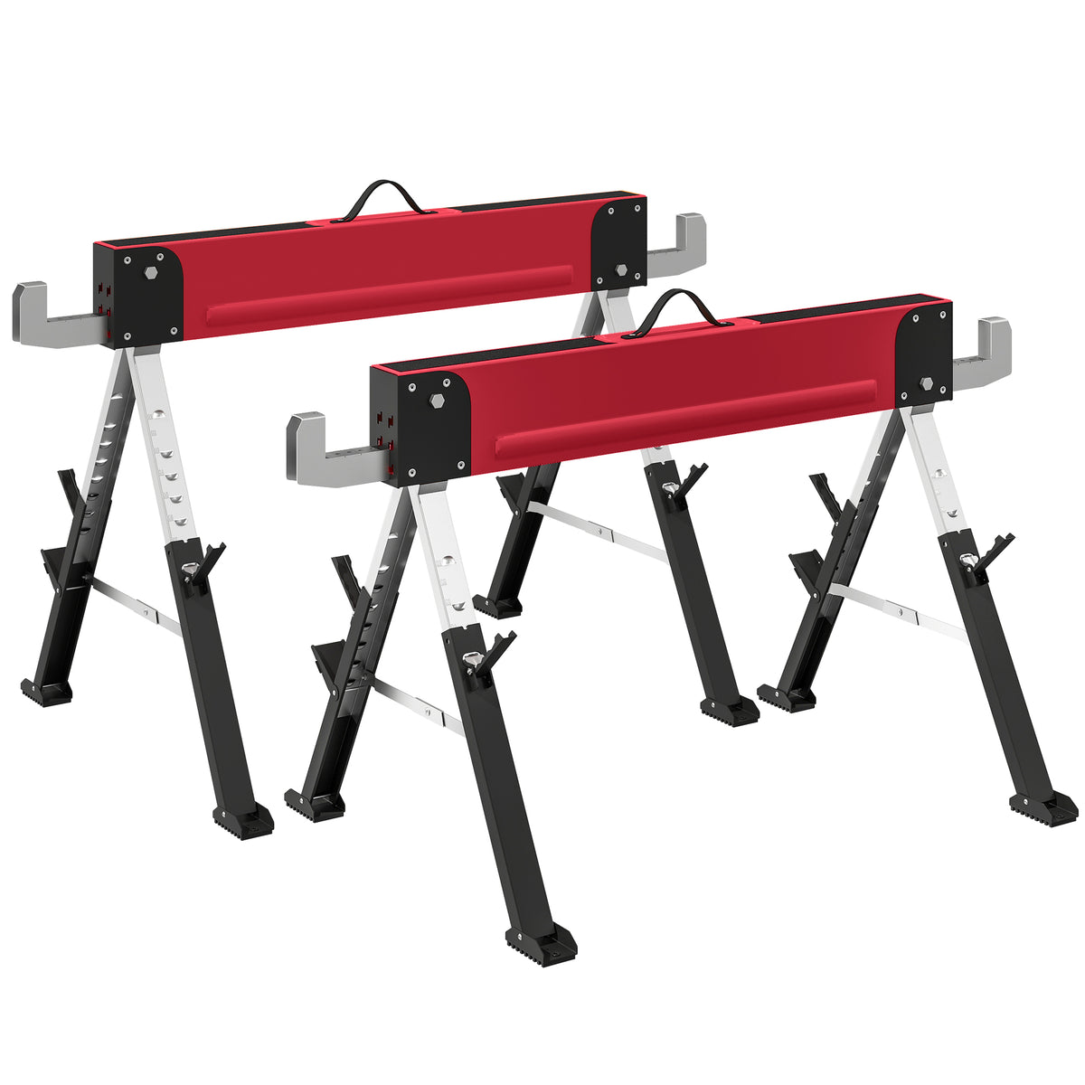 HOMCOM 2er Set Arbeitsbock bis 1160 kg klappbar Sägebock 7-fach höhenverstellbar 64-81 cm Gerüstbock aus