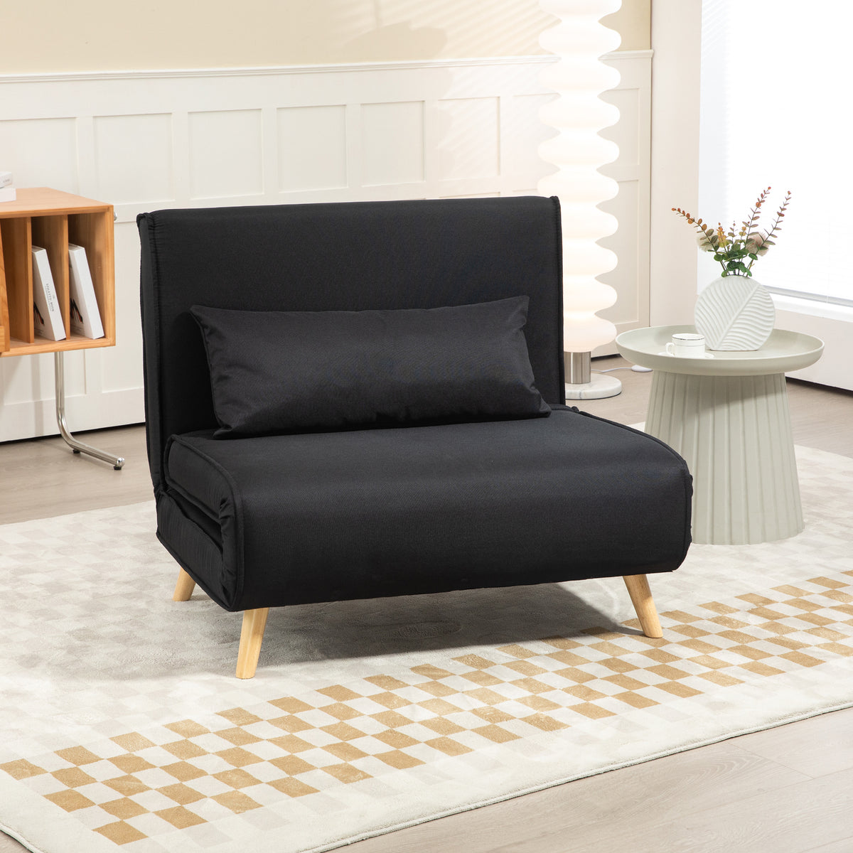HOMCOM Relaxsessel mit Bettfunktion, für 1 Person, Modern-Design, bis 120 kg, 94x78x80cm, Schwarz – Produktabbildung 2