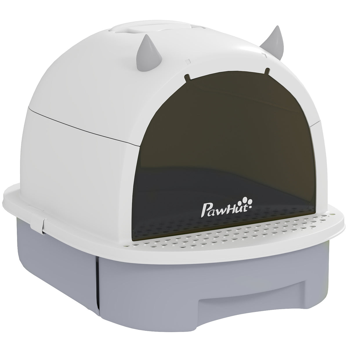 PawHut Katzenklo mit Deckel Katzentoilette mit Schaufel Bodenschublade Eingangspedal für Katzen bis 5 kg