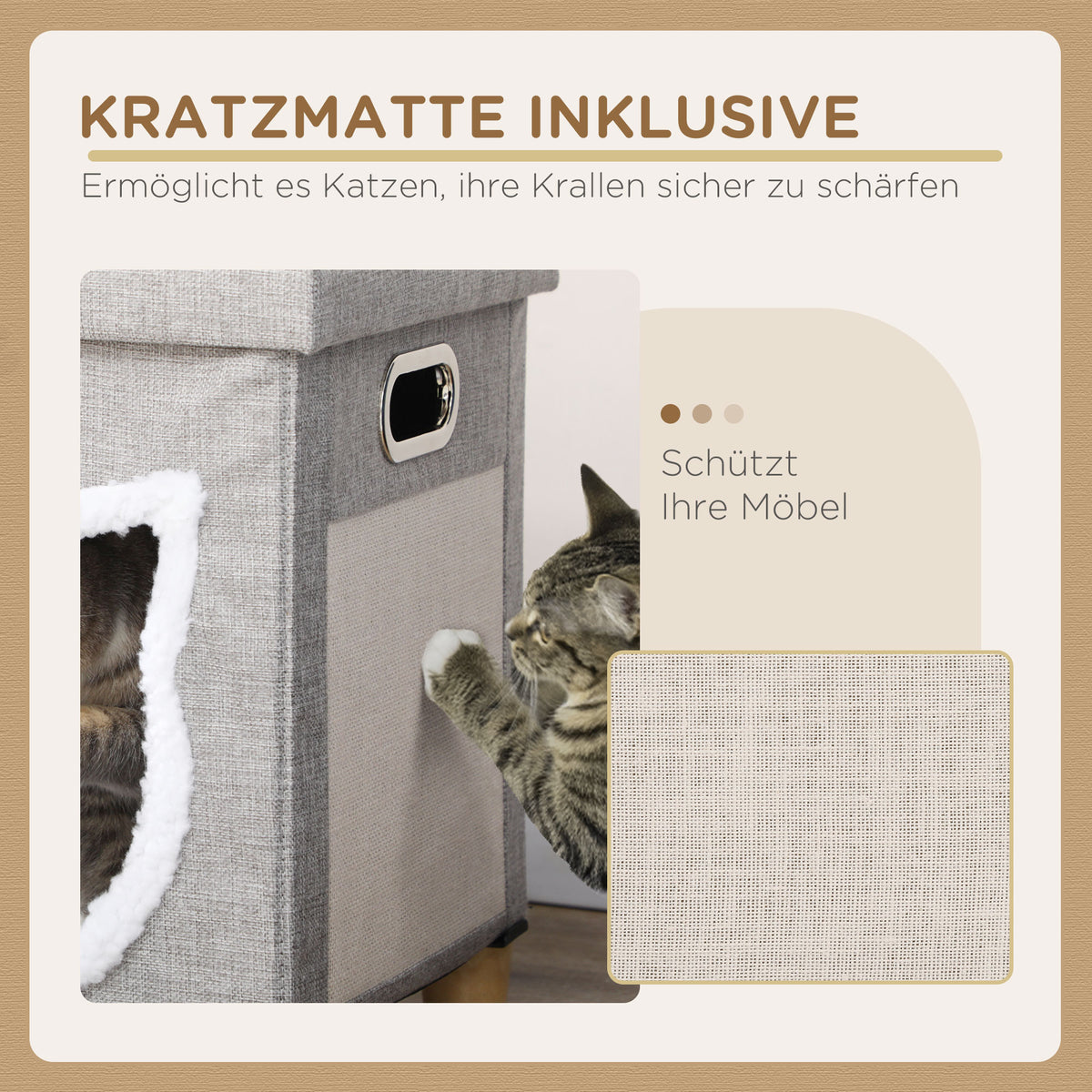 PawHut Katzenhöhle, Katzenhaus, inkl. Spielball, waschbares Kissen, 35,5 cm x 35,5 cm x 42,5 cm – Produktabbildung 5