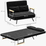 HOMCOM Schlafsofa 2er-Sofa Samtsofa, Schlaffunktion, inkl. 2 Kissen, Samtoptik, Schwarz – Produktabbildung 3