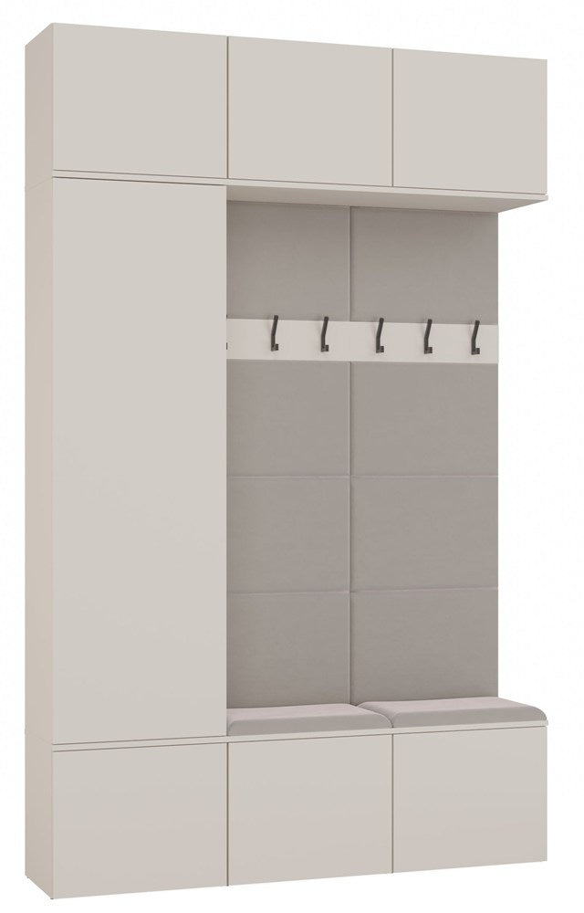 Garderobe HAGA III 1Sz2W KASCHMIR BEIGE Schrank + 2x Kleiderpaneel
