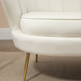 HOMCOM Vintage 2-Sitzer Sofa, Couch, Polstermöbel, Samtoptik, bis 150 kg, Creme/Gold – Produktabbildung 9