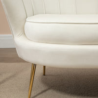 HOMCOM Vintage 2-Sitzer Sofa, Couch, Polstermöbel, Samtoptik, bis 150 kg, Creme/Gold – Produktabbildung 9