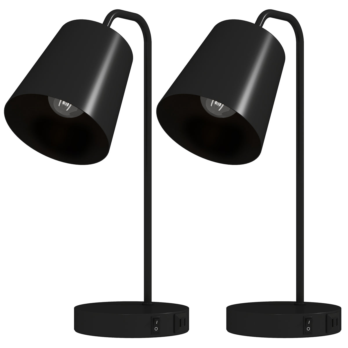 HOMCOM Tischlampen-Set, 2 Stück, Moderne Lampen mit USB-A- und USB-C-Anschluss für Schlafzimmer, Wohnzimmer &