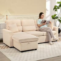 HOMCOM Verstellbares Bettsofa, L-förmiges Gästesofa mit Bettfunktion, Stauraum, Kissen, für Wohnzimmer – Produktabbildung 2